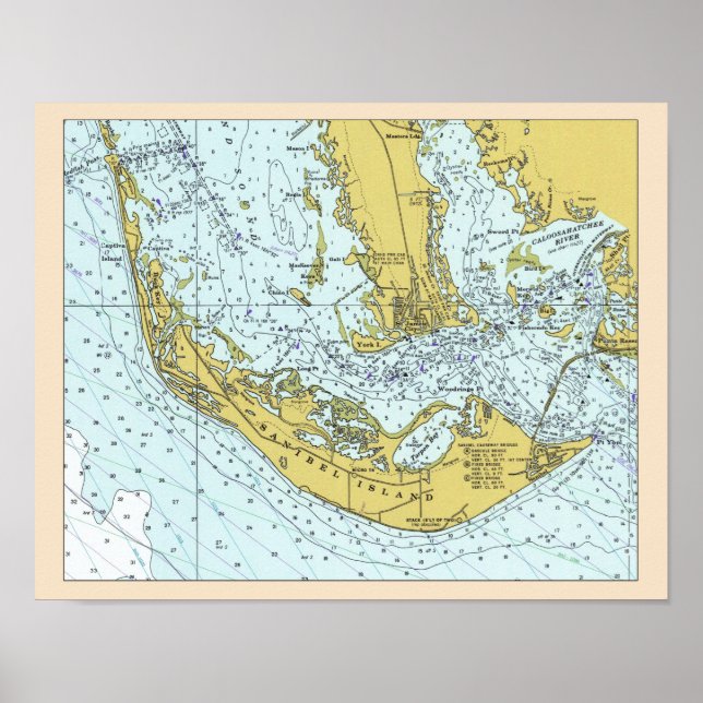 Sanibel Island Vintage Karte Poster (Vorne)