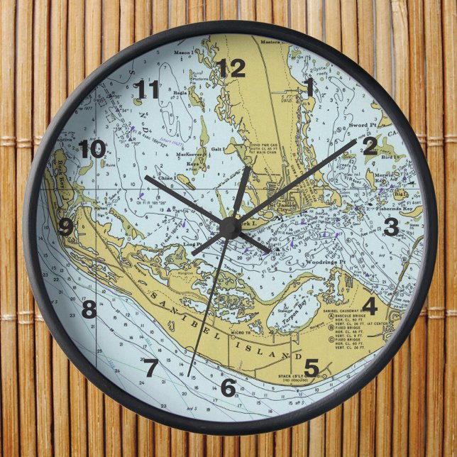 Sanibel Island Vintage Karte Uhr (Von Creator hochgeladen)
