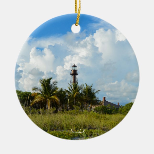 Sanibel Leuchtturm-Weihnachtsverzierung Keramikornament (Vorne)