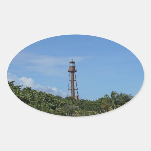 Sanibel Lighthouse Ovaler Aufkleber (Vorderseite)