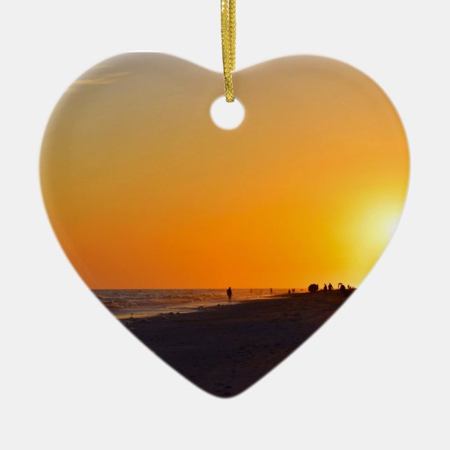 Sanibel Sonnenuntergang-Herz-Verzierung Keramikornament (Vorne)