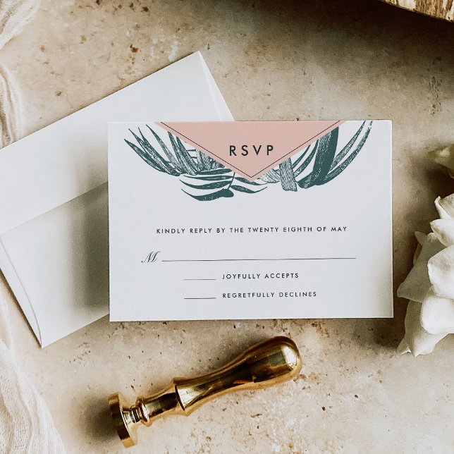Sanibel | Tropische botanische RSVP-Karte RSVP Karte (Von Creator hochgeladen)