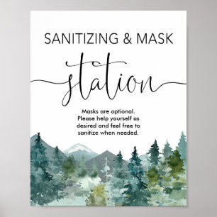 Sanierungsmaskenstation signiert rustikale Berge Poster
