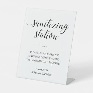 Sanierungsstation Hand Sanitizer Hochzeit Sockelschild