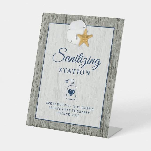 Sanierungsstation Sand Dollar Starfish Hochzeit Sockelschild (Vorderseite)