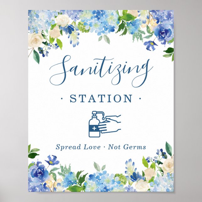 Sanierungsstation Sign Blue Hydrangea Floral Poster (Vorne)