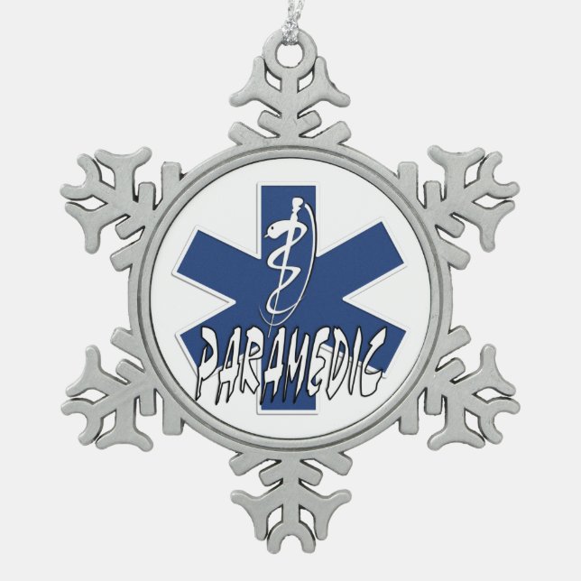 Sanitäter-Aktion Schneeflocken Zinn-Ornament (Vorderseite)