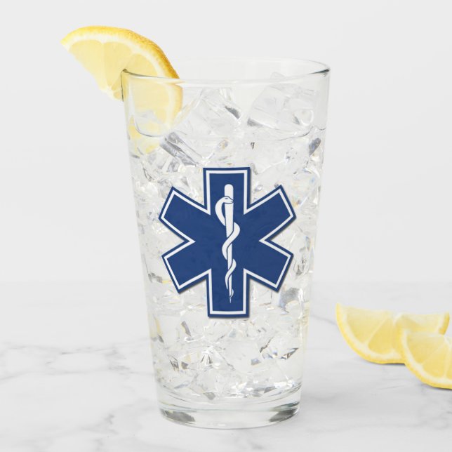 Sanitäter-Stern EMS EMT des Leben-Logos Glas (Vorderseite Ice)