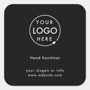 Sanitizer-Logo Black Covid-19 Business Quadratischer Aufkleber