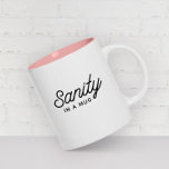 SANITY in einer Tasse Stilvolles, zeitgemäßes Zita<br><div class="desc">Brauchen Sie etwas Vernunft in Ihrem Leben? Schauen Sie sich nur unsere Zazzle Zwei-Töne-Tasse mit dem typografischen Design "sanity in a Tasse" an! 😌 ☕️ Diese Tasse ist die ultimative Quelle des Komforts, die Ihnen einen Augenblick der Ruhe und Entspannung mit jedem Sprung. Egal, ob Sie den Tag beginnen oder...</div>