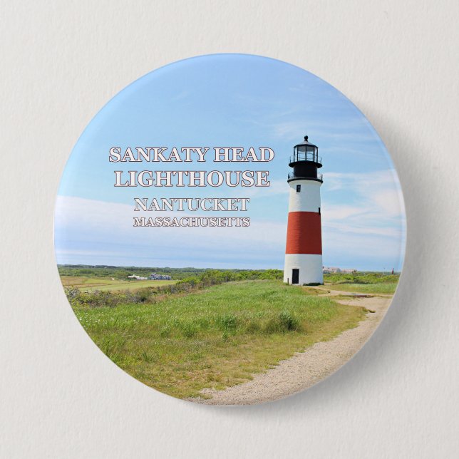 Sankaty Head Lighthouse, Nantucket MA Button Butto (Vorderseite)