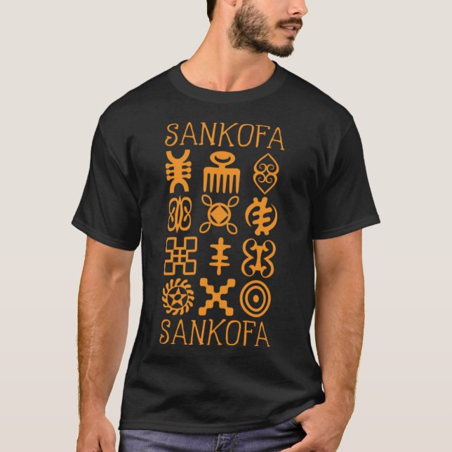Sankofa Adinkra Symbole Ghana Black Prid T-Shirt (Vorderseite)