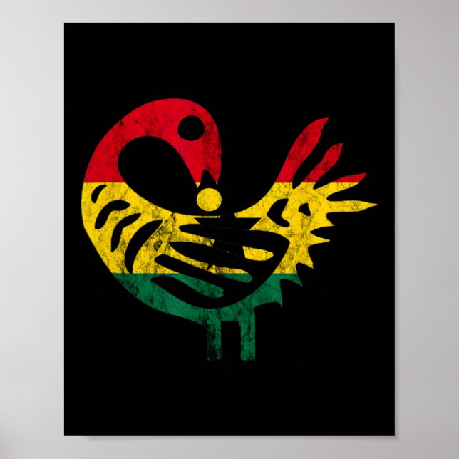 Sankofa African Bird Ghanese Flag Pride Juneteenth Poster (Vorne)