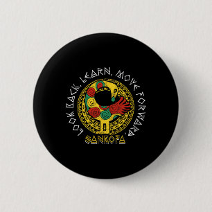 Sankofa Black History Monte Adinkra Ghana Button