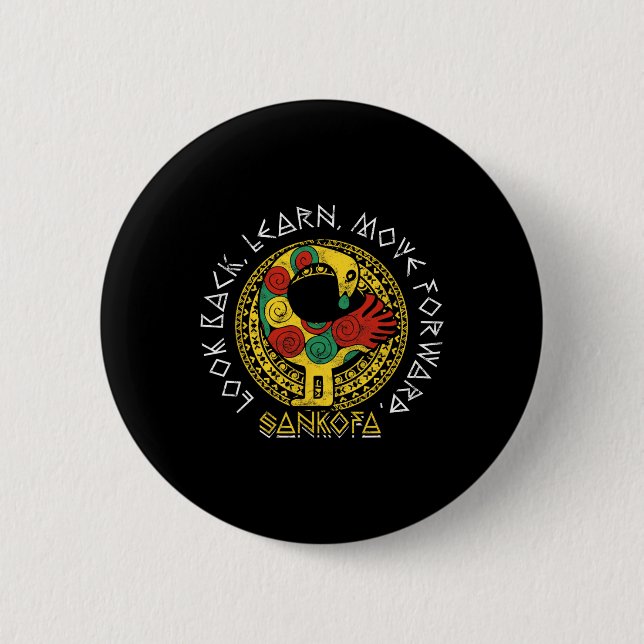 Sankofa Black History Monte Adinkra Ghana Button (Vorderseite)