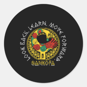 Sankofa Black History Monte Adinkra Ghana Runder Aufkleber