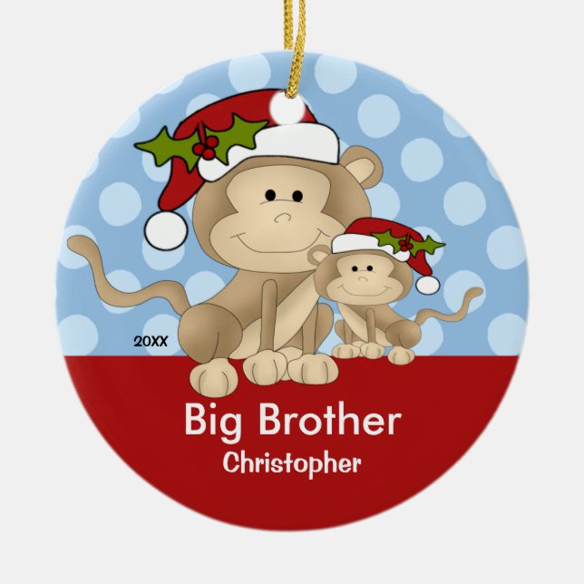 Sankt-Affe-Bruder-Weihnachtsverzierung Keramik Ornament (Vorne)