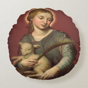 Sankt Agnes von Rom Rundes Kissen