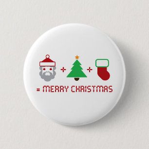 Sankt + Baum + Strumpf = frohe Weihnachten Button