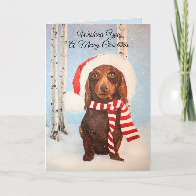 Sankt-Dackel-Hundeweihnachtsgruß Feiertagskarte (Vorderseite)