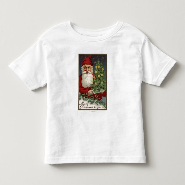 Sankt, die einen Candlelit Baum hält Kleinkind T-shirt (Vorderseite)