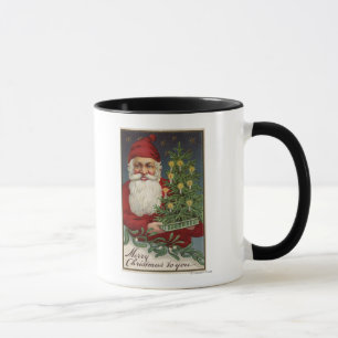 Sankt, die einen Candlelit Baum hält Tasse