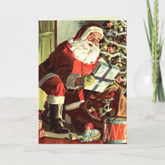 Sankt, die Geschenke liefert Feiertagskarte