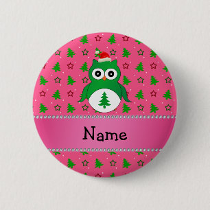 Sankt-Eulenrosa-Weihnachtsbäume des individuellen Button