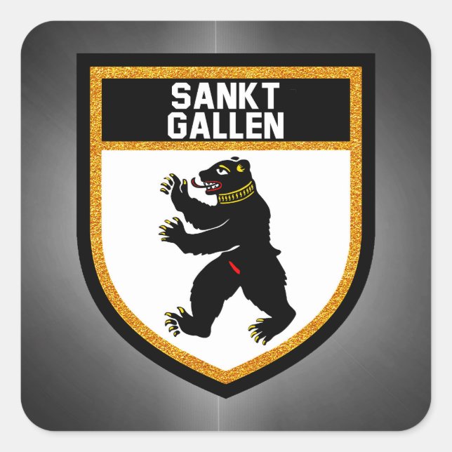 Sankt Gallen Flag Quadratischer Aufkleber (Vorderseite)