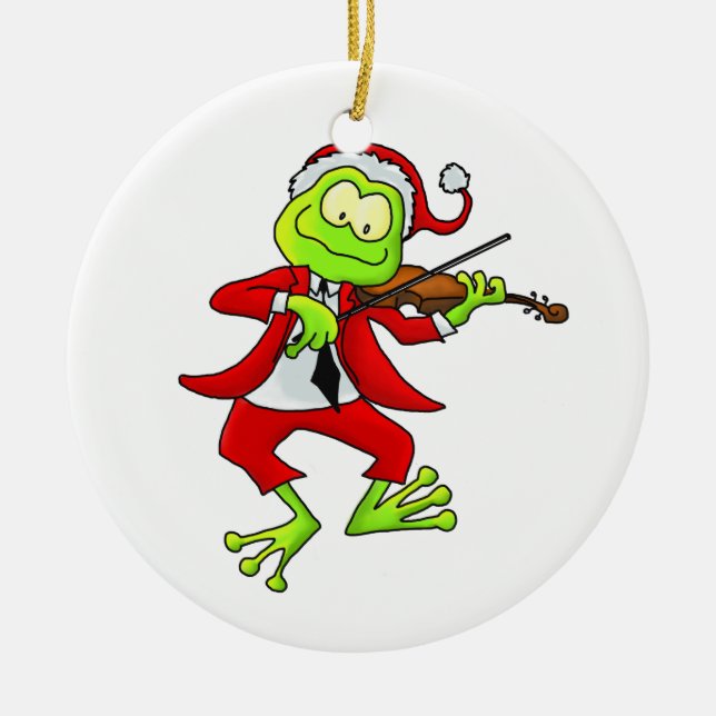 Sankt-Geigen-Frosch-Verzierung Keramik Ornament (Vorne)
