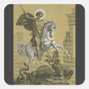 Sankt Georg – Premium "Sunburst Gold" Art Quadratischer Aufkleber