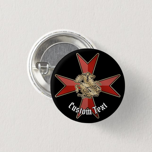 Sankt Georg über Malteserkreuz Button (Vorne & Hinten)
