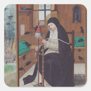 Sankt Gertrud von Helfta von Simon Bening Quadratischer Aufkleber