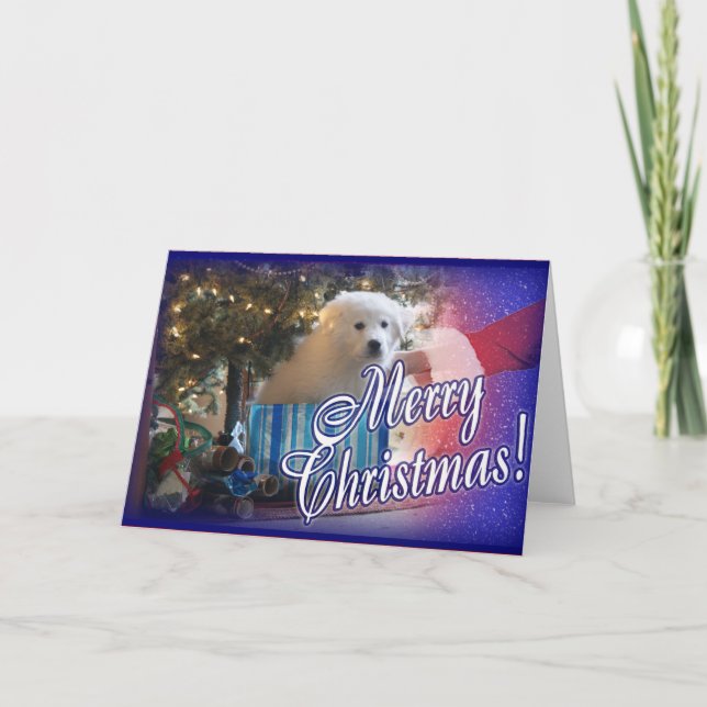 SANKT GROSSE PYRENÄEN-WEIHNACHTSwelpen-GESCHENK Feiertagskarte (Vorderseite)