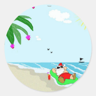 Sankt hawaiisches ChristmasStickers Runder Aufkleber