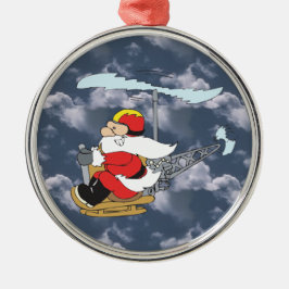 Sankt in einer Hubschrauber-Verzierung Silbernes Ornament