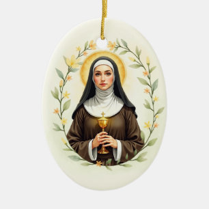 Sankt Klara von Assisi Gottes Frieden und Segen Keramik Ornament