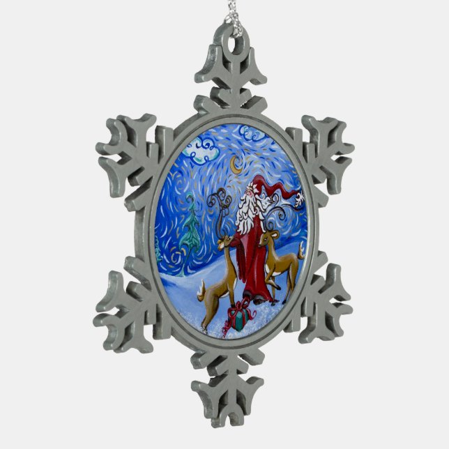 "Sankt, liebe" Verzierung Schneeflocken Zinn-Ornament (Links)