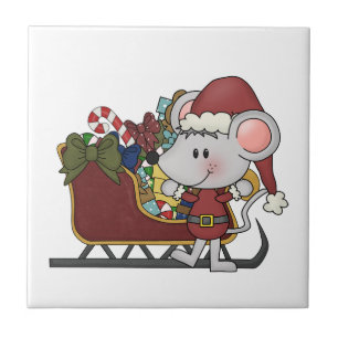 Sankt-Maus mit Schlitten Fliese