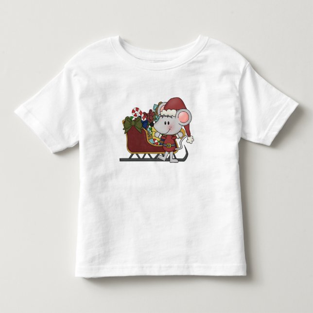 Sankt-Maus mit Schlitten Kleinkind T-shirt (Vorderseite)