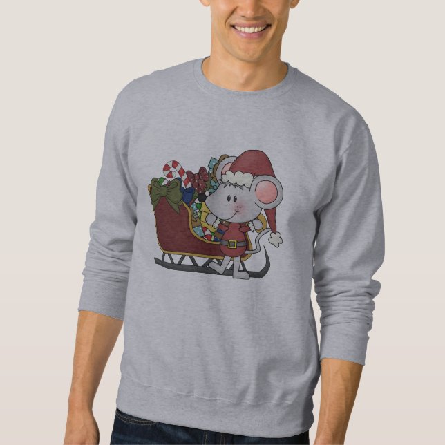 Sankt-Maus mit Schlitten Sweatshirt (Vorderseite)