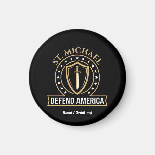 Sankt Michael verteidigt Amerika Taktisches Schild Magnet