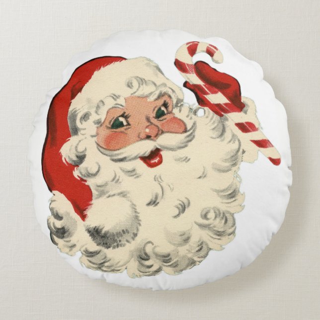 Sankt mit Zuckerstange Rundes Kissen (Vorderseite)