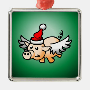 Sankt Nikolaus fliegendes Schwein Ornament Aus Metall