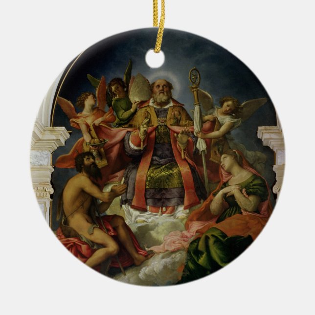 Sankt Nikolaus im Ruhm mit Heiligen Keramikornament (Vorne)