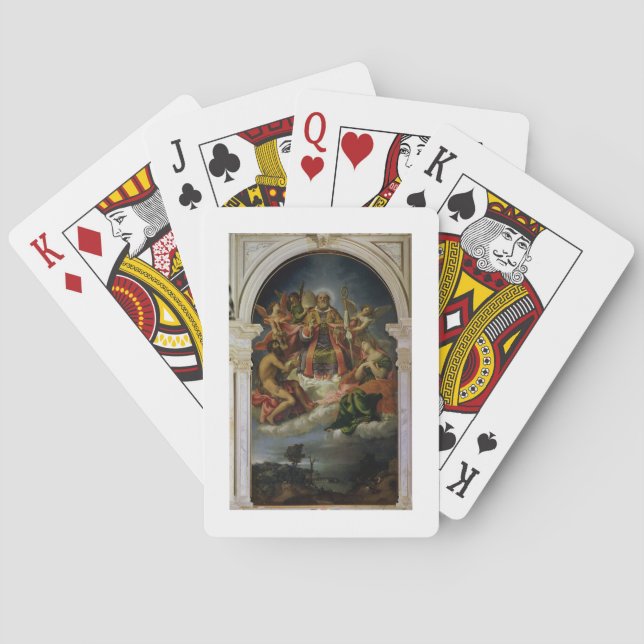 Sankt Nikolaus im Ruhm mit Heiligen Spielkarten (Rückseite)