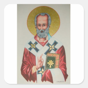 Sankt- Nikolausaufkleber Quadratischer Aufkleber