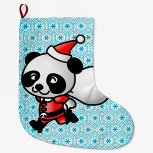 Sankt-Panda mit Schneeflocken WeihnachtsStrumpf Großer Weihnachtsstrumpf