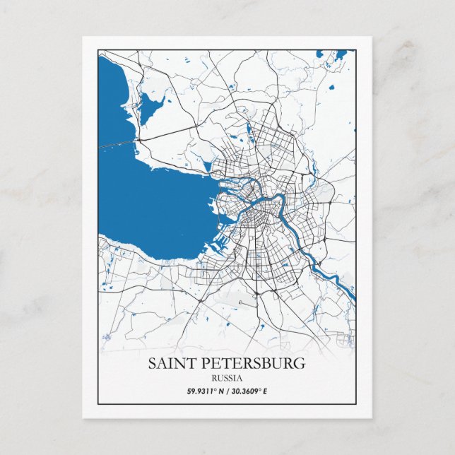 Sankt Petersburg Russland City Map Postkarte (Vorderseite)