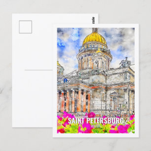 Sankt Petersburg Russland Reiseort Wasserfarbe Postkarte